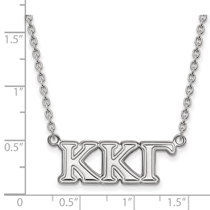 Sterling Silver Rhodium Plated Logoart Kappa Gamma Sorority Greek Letters Medium Pendant 18 Inch Necklace