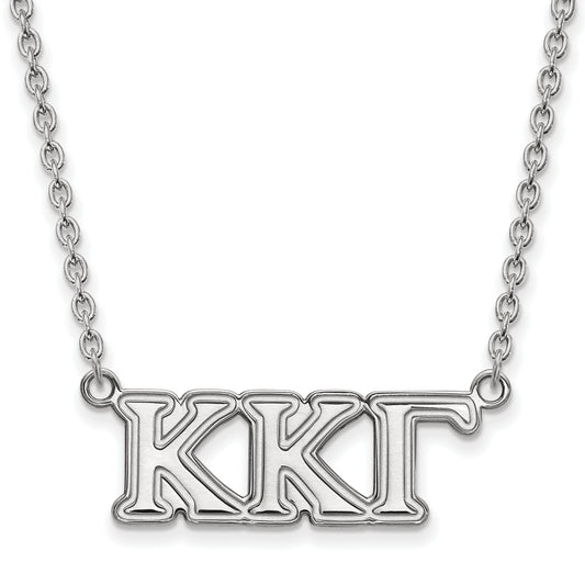 Sterling Silver Rhodium Plated Logoart Kappa Gamma Sorority Greek Letters Medium Pendant 18 Inch Necklace