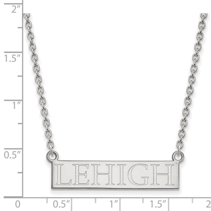 14K White Gold Logoart Lehigh University Large Bar Pendant 18 Inch Necklace