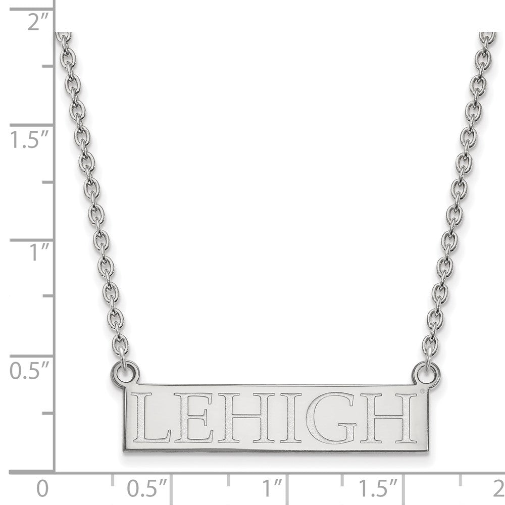 10K White Gold Logoart Lehigh University Large Bar Pendant 18 Inch Necklace
