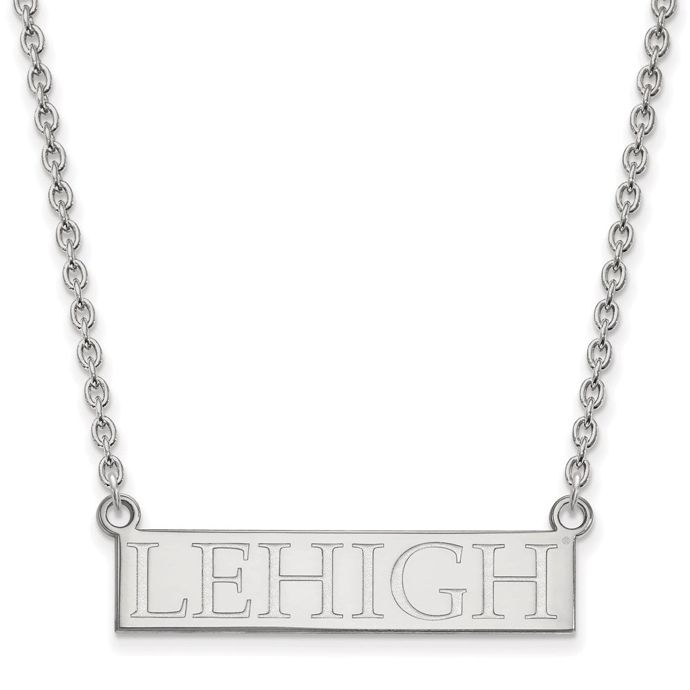 14K White Gold Logoart Lehigh University Large Bar Pendant 18 Inch Necklace