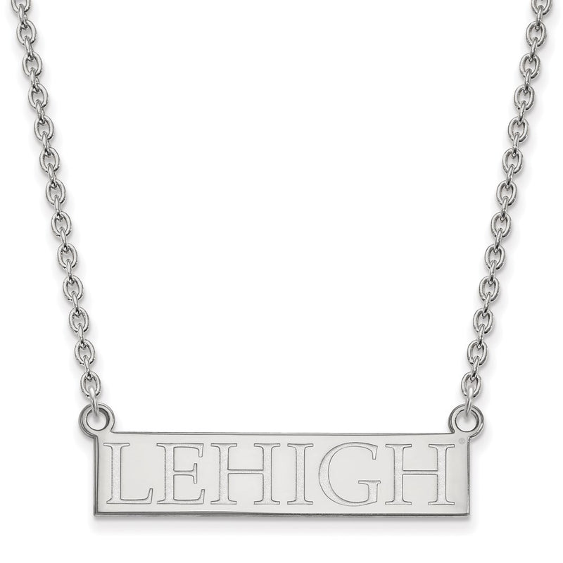 10K White Gold Logoart Lehigh University Large Bar Pendant 18 Inch Necklace