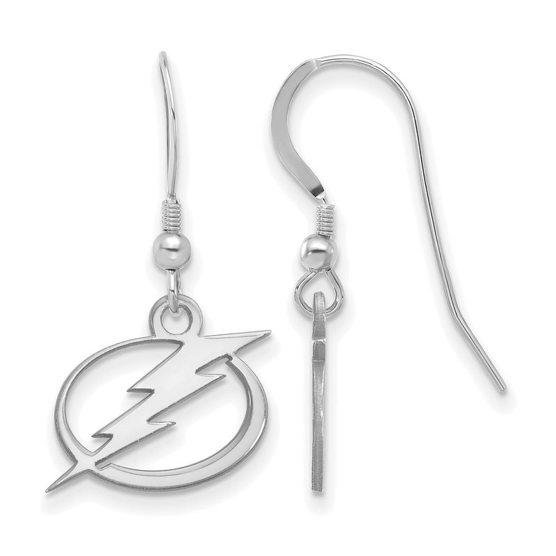 Sterling Silver Rhodium Plated Nhl Logoart Tampa Bay Lightning Small Dangle Wire Earrings