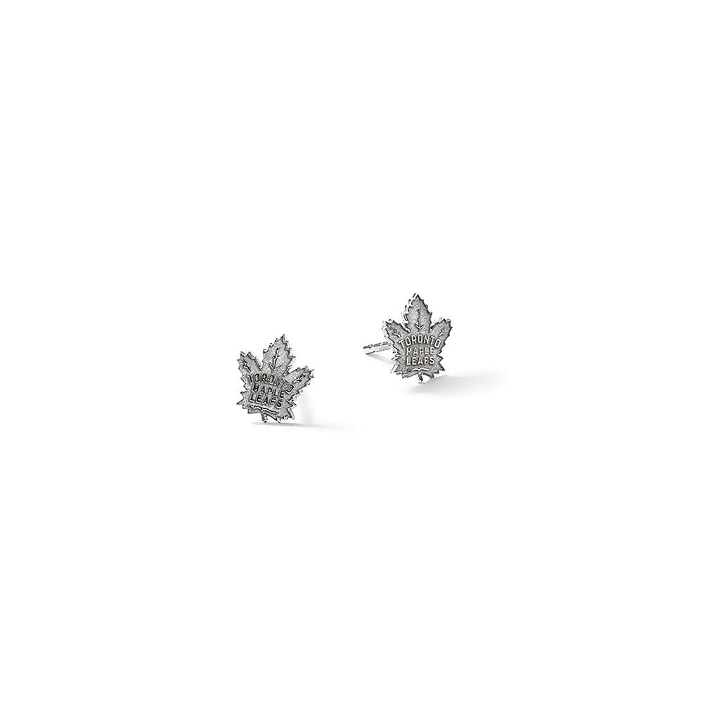 Sterling Silver Rhodium Plated Nhl Logoart Toronto Maple Leafs Extra Small Post Earrings