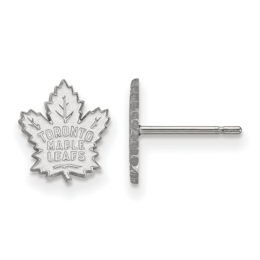 Sterling Silver Rhodium Plated Nhl Logoart Toronto Maple Leafs Extra Small Post Earrings