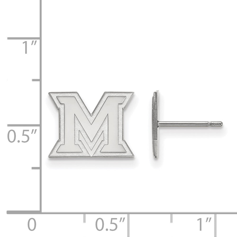 10K White Gold Logoart Miami University Ohio Letter M Extra Small Post Earrings