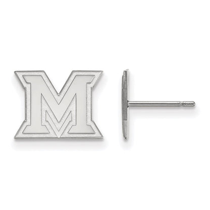 10K White Gold Logoart Miami University Ohio Letter M Extra Small Post Earrings