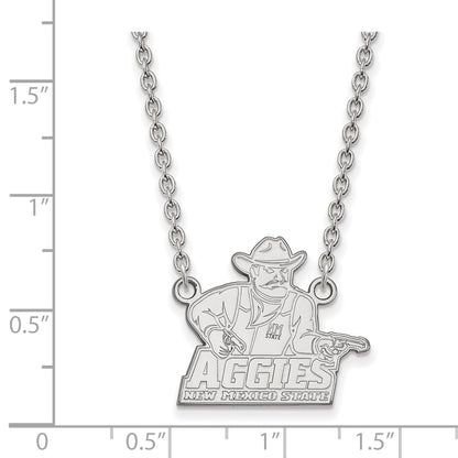 10K White Gold Logoart New Mexico State University Aggies Large Pendant 18 Inch Necklace