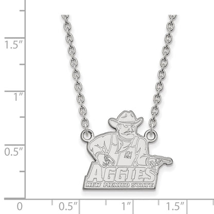 Sterling Silver Rhodium Plated Logoart New Mexico State University Aggies Large Pendant 18 Inch Necklace