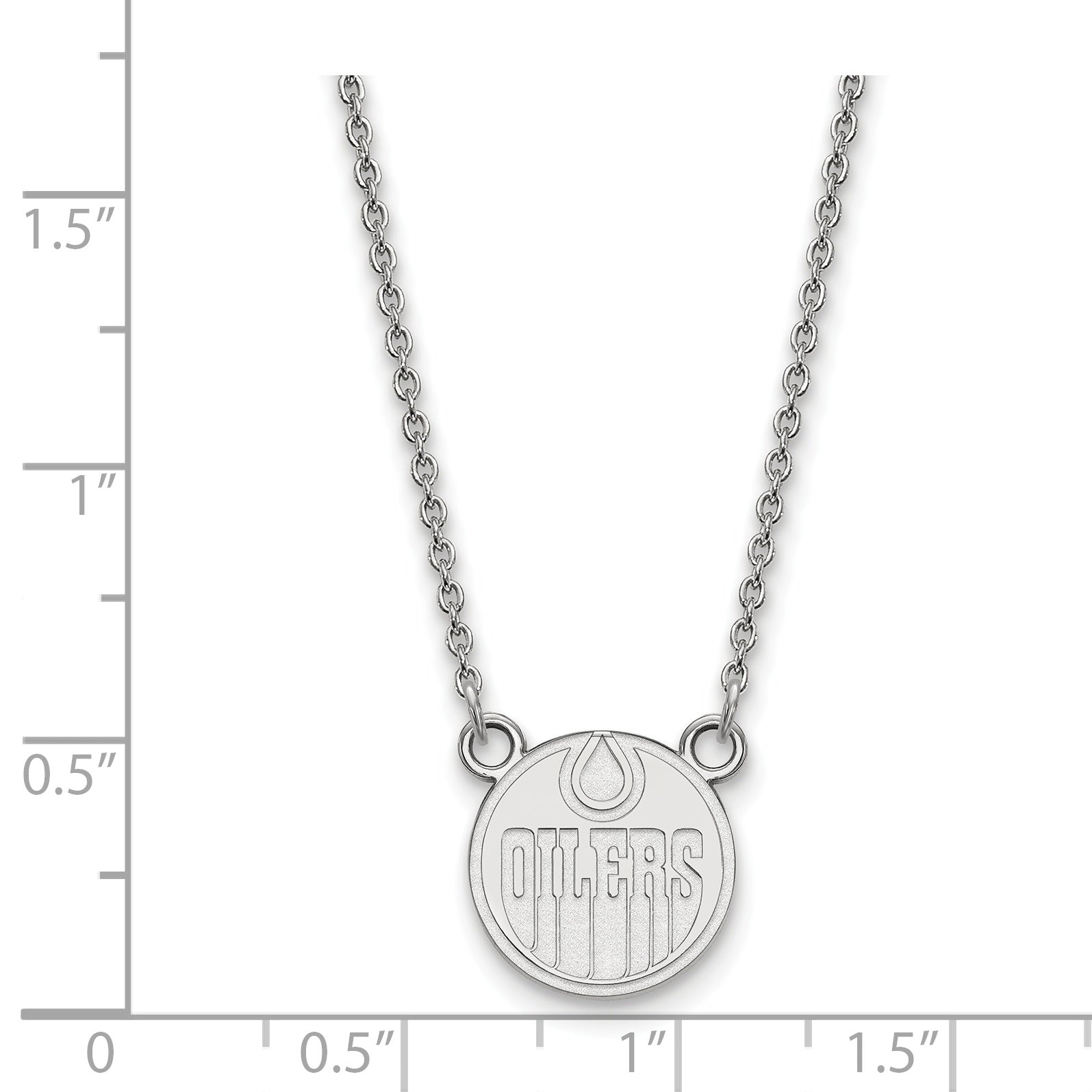 10K White Gold Nhl Logoart Edmonton Oilers Small Pendant 18 Inch Necklace
