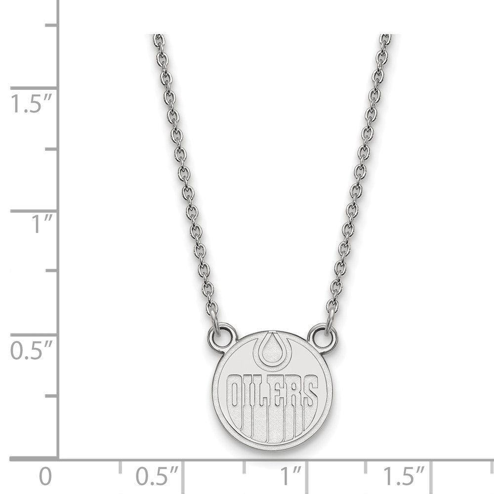 14K White Gold Nhl Logoart Edmonton Oilers Small Pendant 18 Inch Necklace