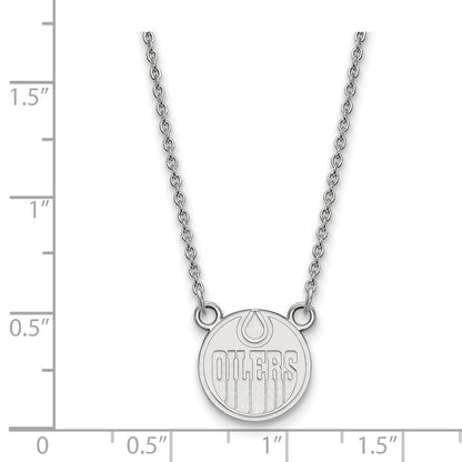 14K White Gold Nhl Logoart Edmonton Oilers Small Pendant 18 Inch Necklace