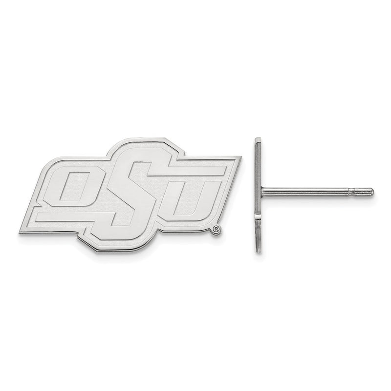 Sterling Silver Rhodium Plated Logoart Oklahoma State University O S U Extra Small Post Earrings