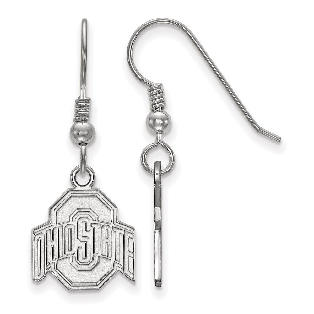 Sterling Silver Rhodium Plated Logoart The Ohio State University Small Dangle Wire Earrings