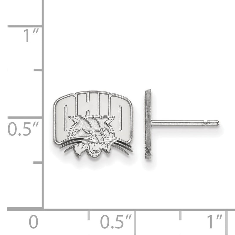 Sterling Silver Rhodium Plated Logoart Ohio University Extra Small Post Earrings
