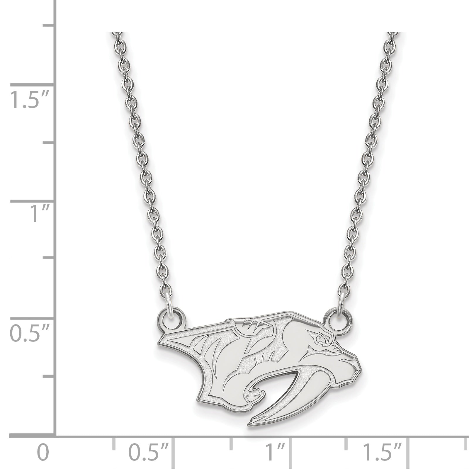 10K White Gold Nhl Logoart Nashville Predators Small Pendant 18 Inch Necklace