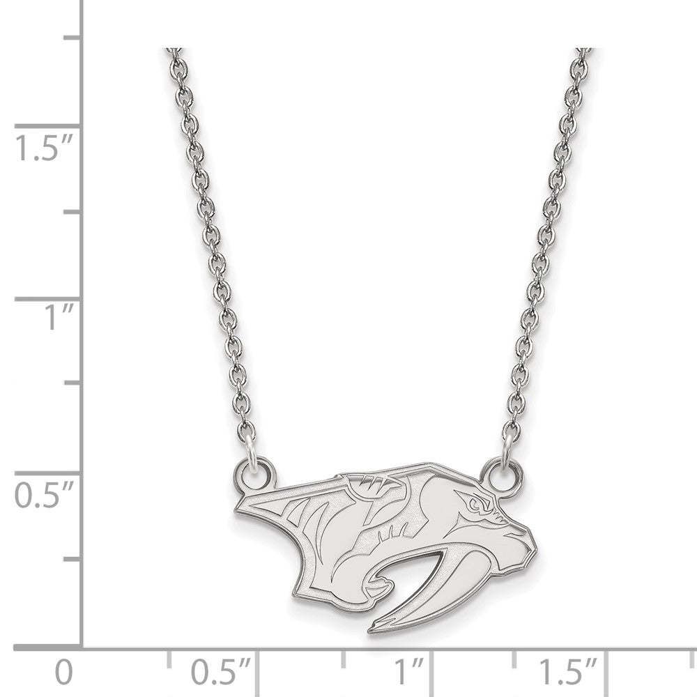 10K White Gold Nhl Logoart Nashville Predators Small Pendant 18 Inch Necklace