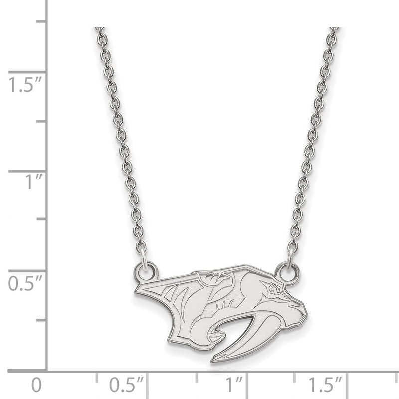 Sterling Silver Rhodium Plated Nhl Logoart Nashville Predators Small Pendant 18 Inch Necklace