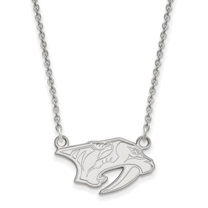 10K White Gold Nhl Logoart Nashville Predators Small Pendant 18 Inch Necklace
