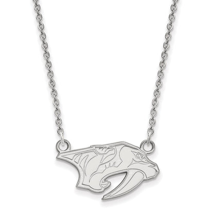 10K White Gold Nhl Logoart Nashville Predators Small Pendant 18 Inch Necklace