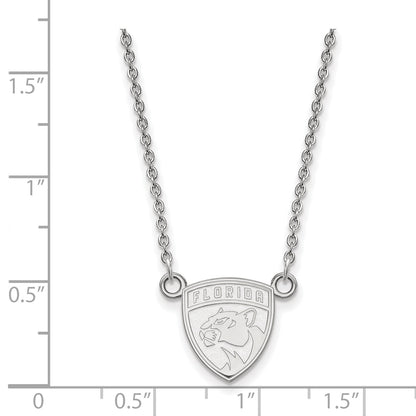 10K White Gold Nhl Logoart Florida Panthers Small Pendant 18 Inch Necklace