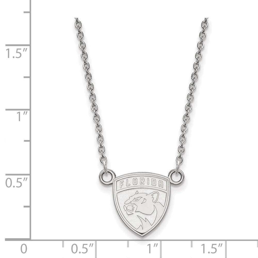 14K White Gold Nhl Logoart Florida Panthers Small Pendant 18 Inch Necklace