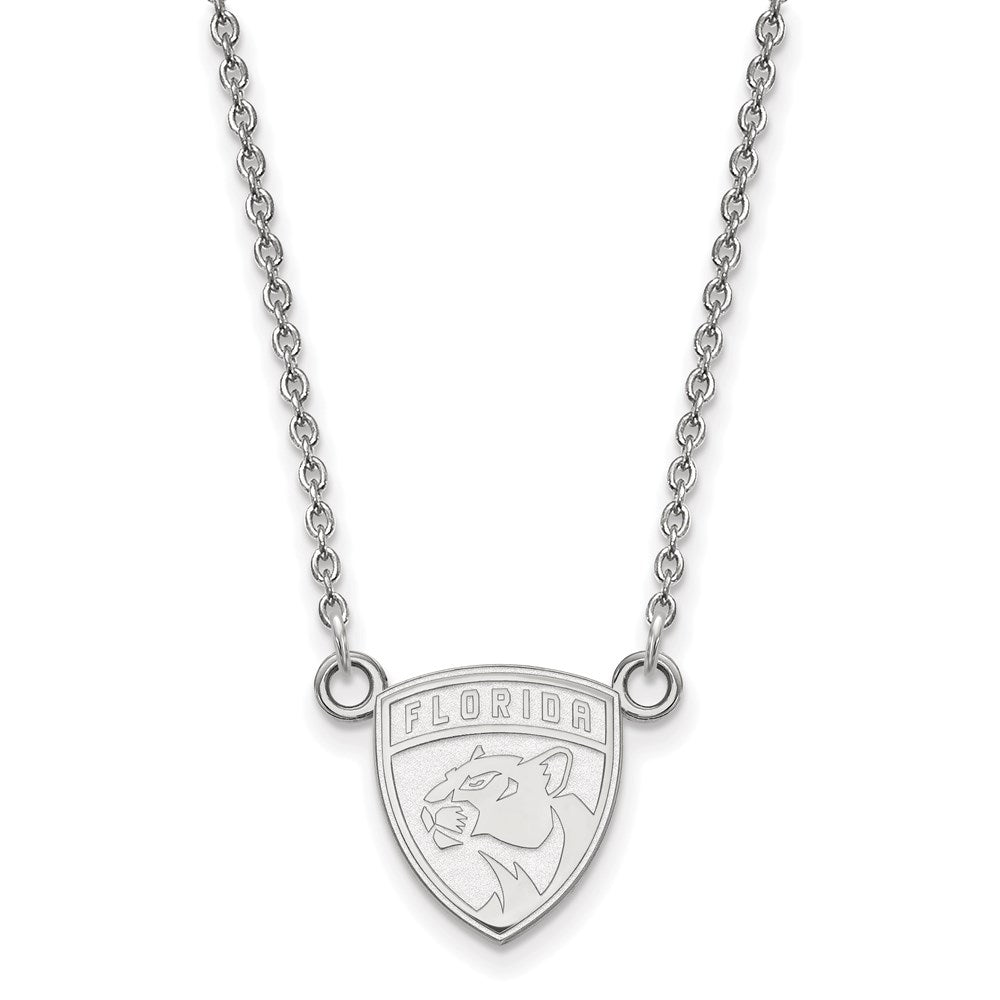14K White Gold Nhl Logoart Florida Panthers Small Pendant 18 Inch Necklace