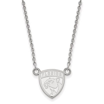 14K White Gold Nhl Logoart Florida Panthers Small Pendant 18 Inch Necklace