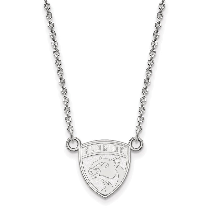 14K White Gold Nhl Logoart Florida Panthers Small Pendant 18 Inch Necklace