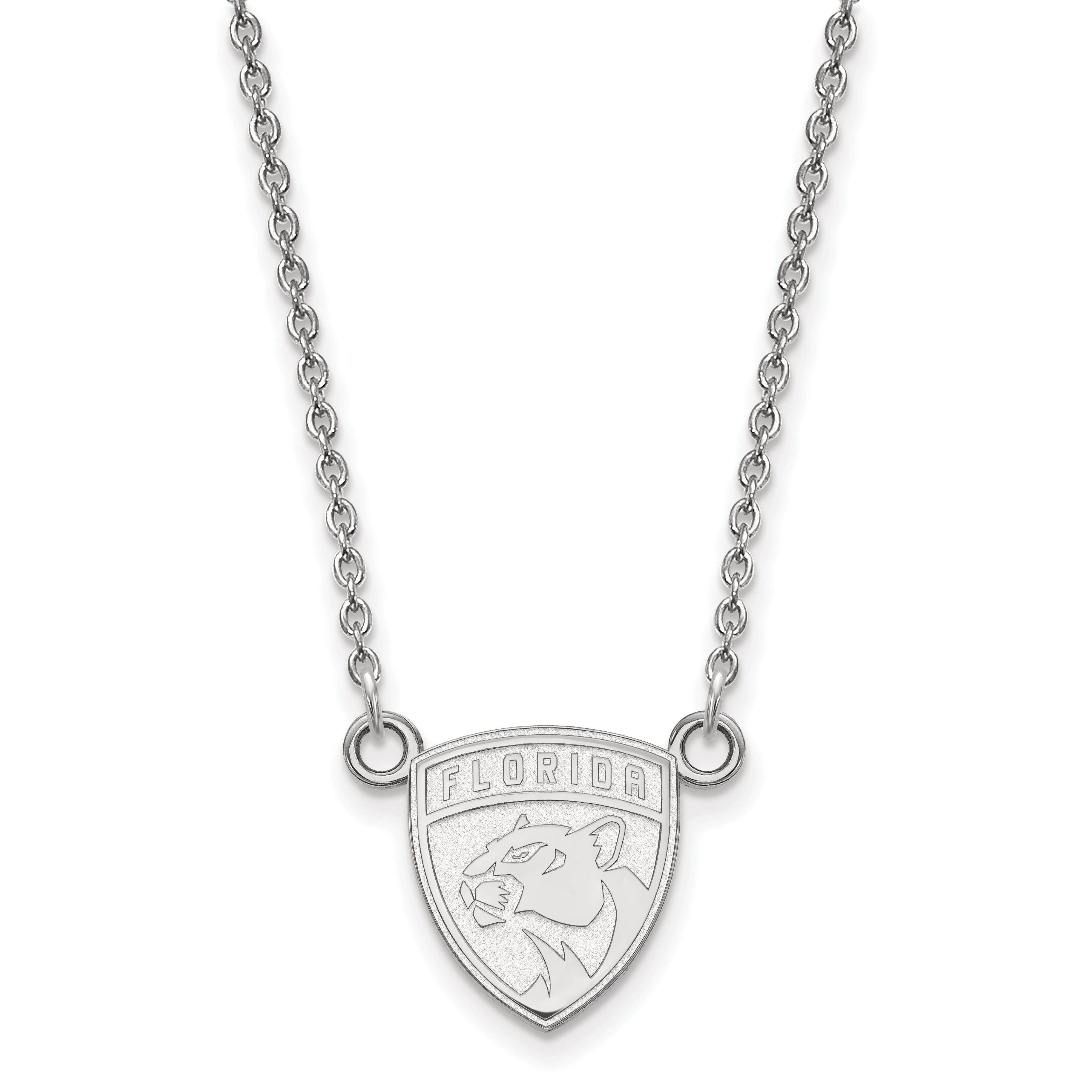 10K White Gold Nhl Logoart Florida Panthers Small Pendant 18 Inch Necklace