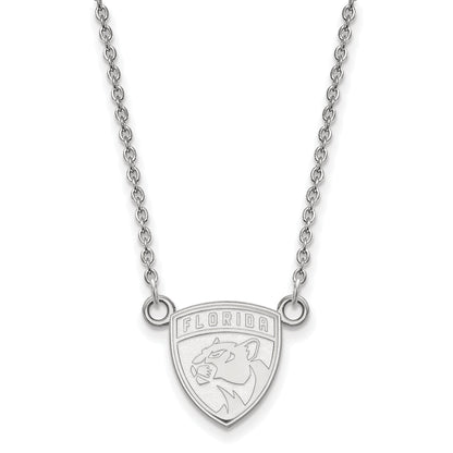 10K White Gold Nhl Logoart Florida Panthers Small Pendant 18 Inch Necklace
