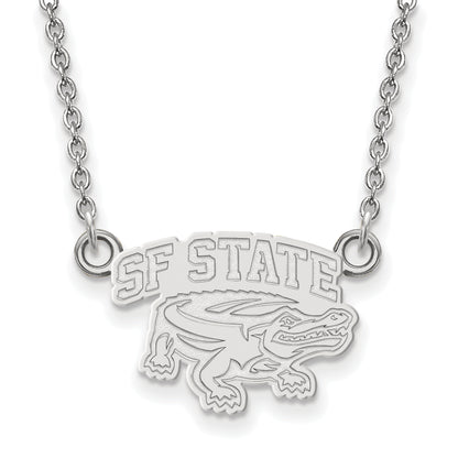 Sterling Silver Rhodium Plated Logoart San Francisco State University Small Pendant 18 Inch Necklace