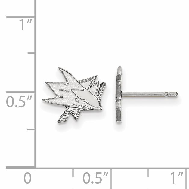 10K White Gold Nhl Logoart San Jose Sharks Extra Small Post Earrings
