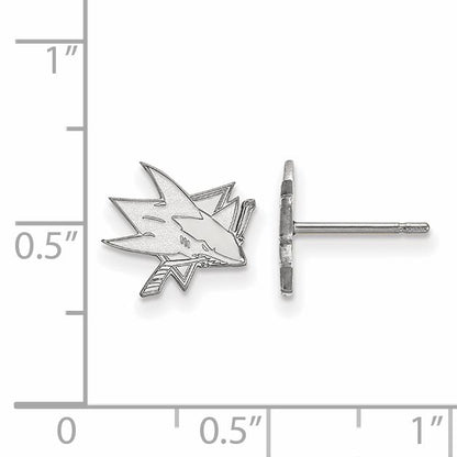 10K White Gold Nhl Logoart San Jose Sharks Extra Small Post Earrings