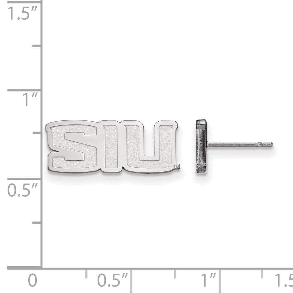 Sterling Silver Rhodium Plated Logoart Southern Illinois University S I U Extra Small Post Earrings