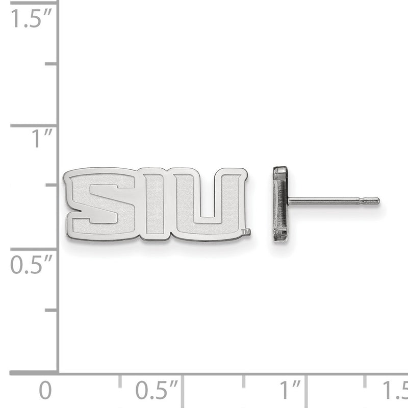Sterling Silver Rhodium Plated Logoart Southern Illinois University S I U Extra Small Post Earrings