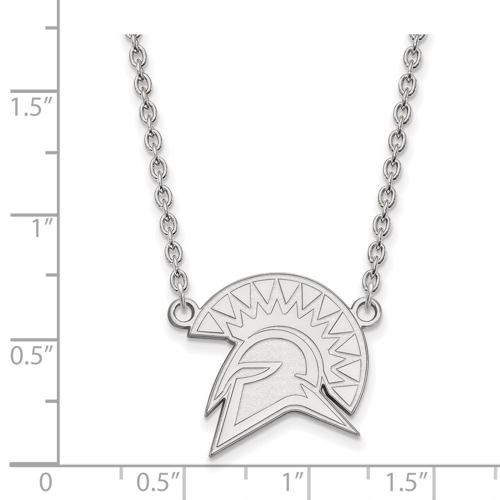 10K White Gold Logoart San Jose State University Spartan Large Pendant 18 Inch Necklace