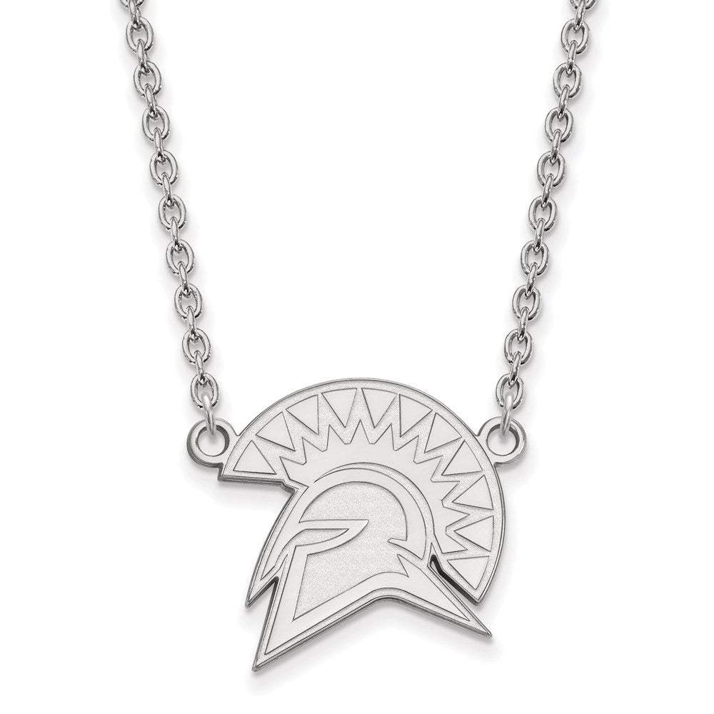 14K White Gold Logoart San Jose State University Spartan Large Pendant 18 Inch Necklace