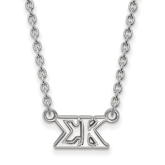 Sterling Silver Rhodium Plated Logoart Sigma Kappa Sorority Greek Letters Medium Pendant 18 Inch Necklace