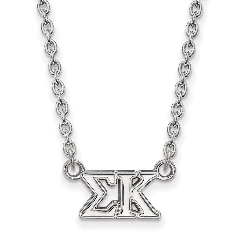 Sterling Silver Rhodium Plated Logoart Sigma Kappa Sorority Greek Letters Medium Pendant 18 Inch Necklace
