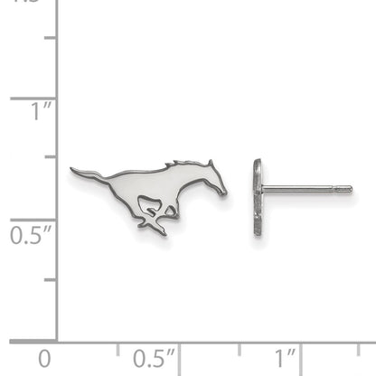 Sterling Silver Rhodium Plated Logoart Southern Methodist University Mustang Extra Small Post Earrings