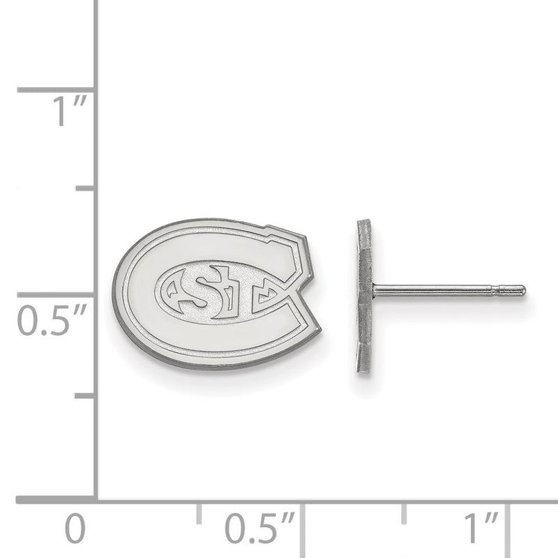 Sterling Silver Rhodium Plated Logoart St. Cloud State University Extra Small Post Earrings
