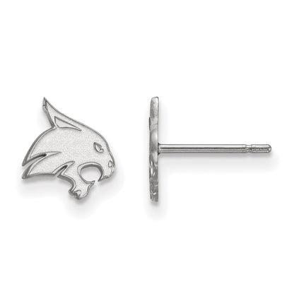 10K White Gold Logoart Texas State University Bobcat Extra Small Post Earrings