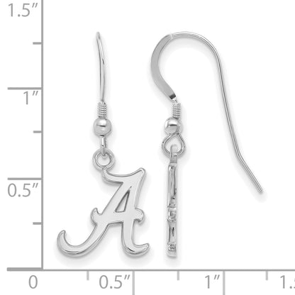 Sterling Silver Rhodium Plated Logoart University Of Alabama Letter A Small Dangle Wire Earrings