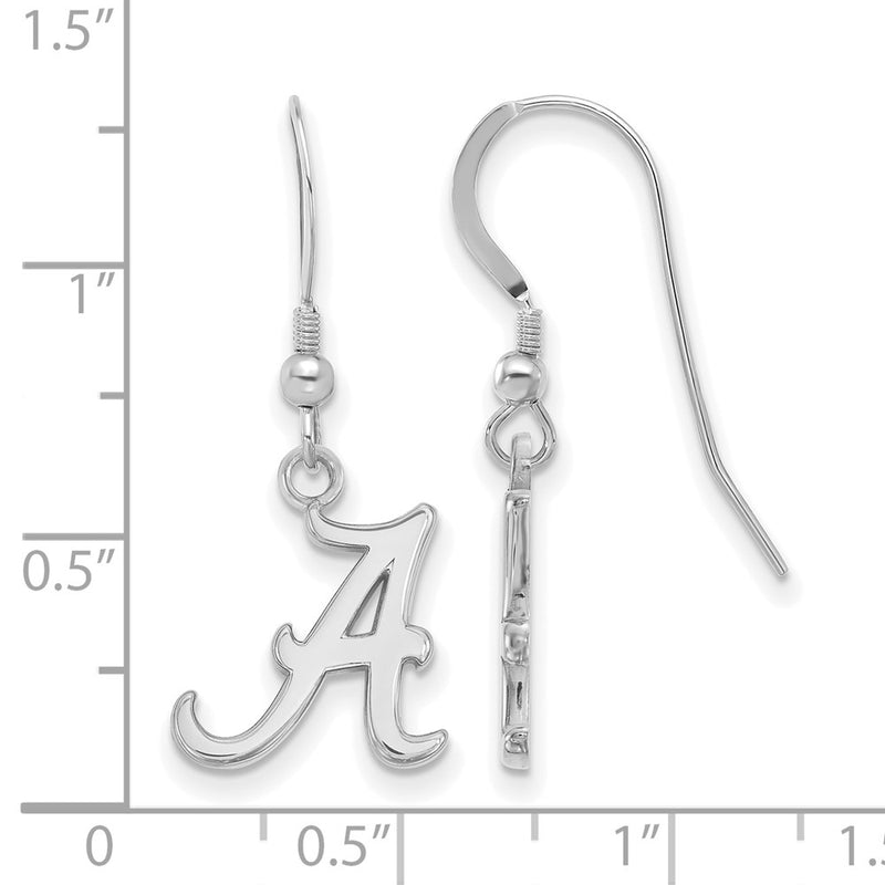 Sterling Silver Rhodium Plated Logoart University Of Alabama Letter A Small Dangle Wire Earrings