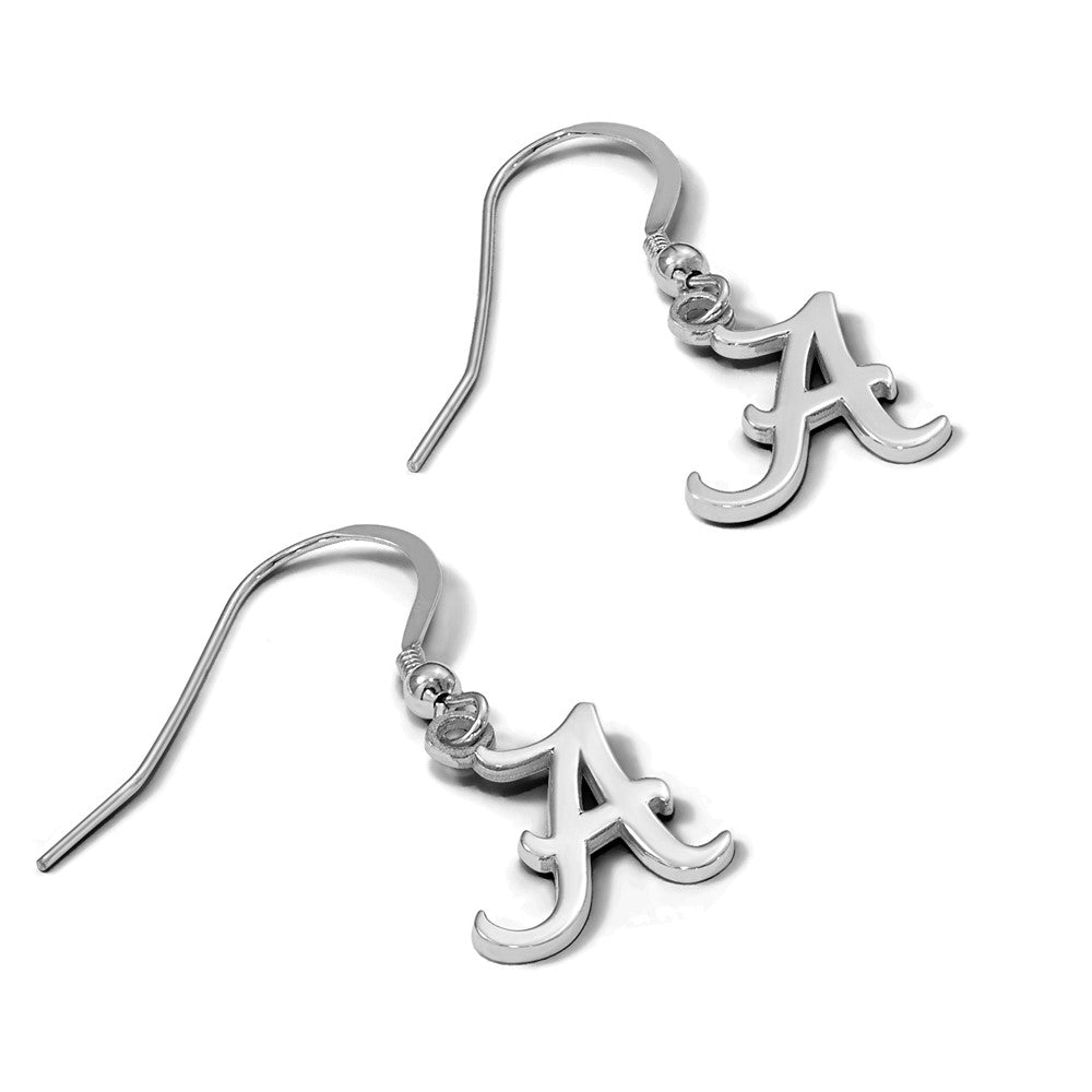 Sterling Silver Rhodium Plated Logoart University Of Alabama Letter A Small Dangle Wire Earrings