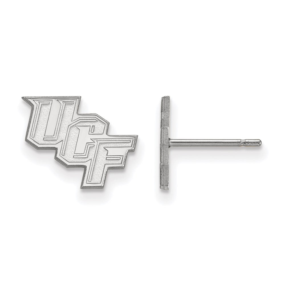 Sterling Silver Rhodium Plated Logoart University Of Central Florida U C F Extra Small Post Earrings
