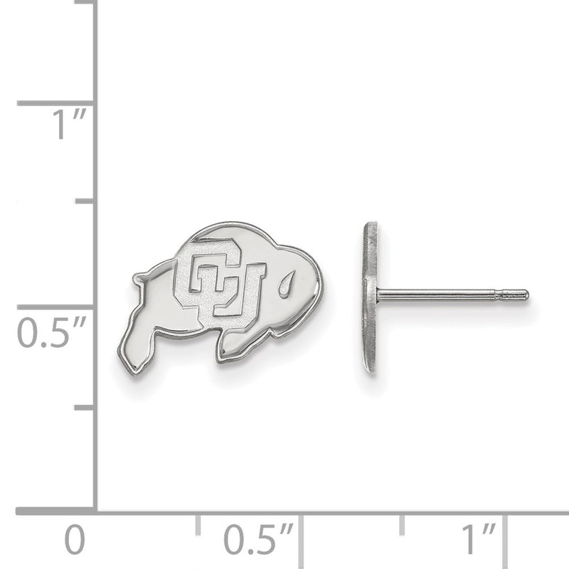 14K White Gold Logoart University Of Colorado Buffalo Extra Small Post Earrings