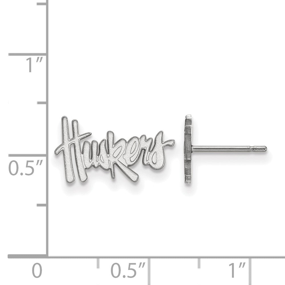14K White Gold Logoart University Of Nebraska Huskers Extra Small Post Earrings