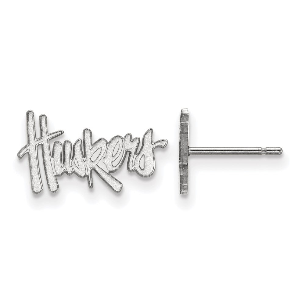 14K White Gold Logoart University Of Nebraska Huskers Extra Small Post Earrings